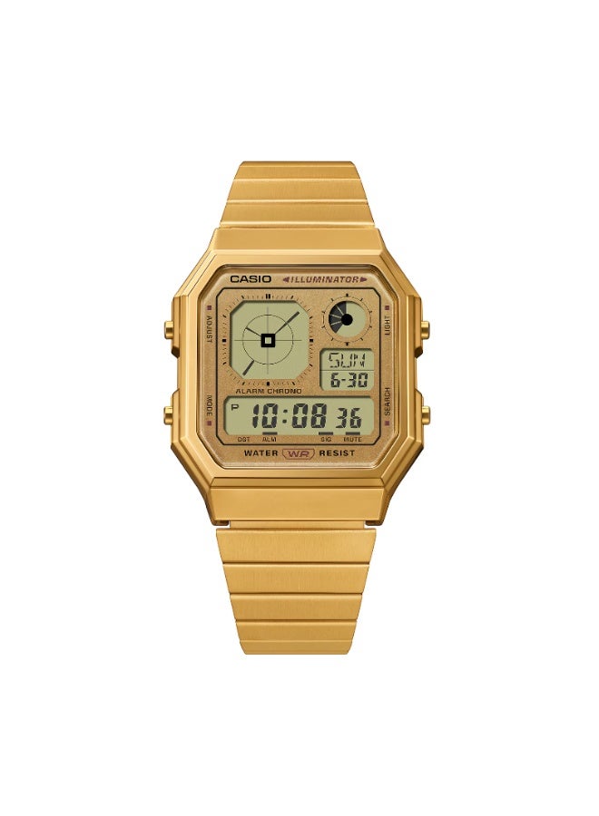 Casio Vintage Digital Watch A130WEG-9ADF Gold Tone, Ion-Plated Stainless Steel Band, World Time, LED Backlight - Image 2